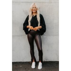 SPANX Faux Leather-Like Front Slit Split Hem Leggings